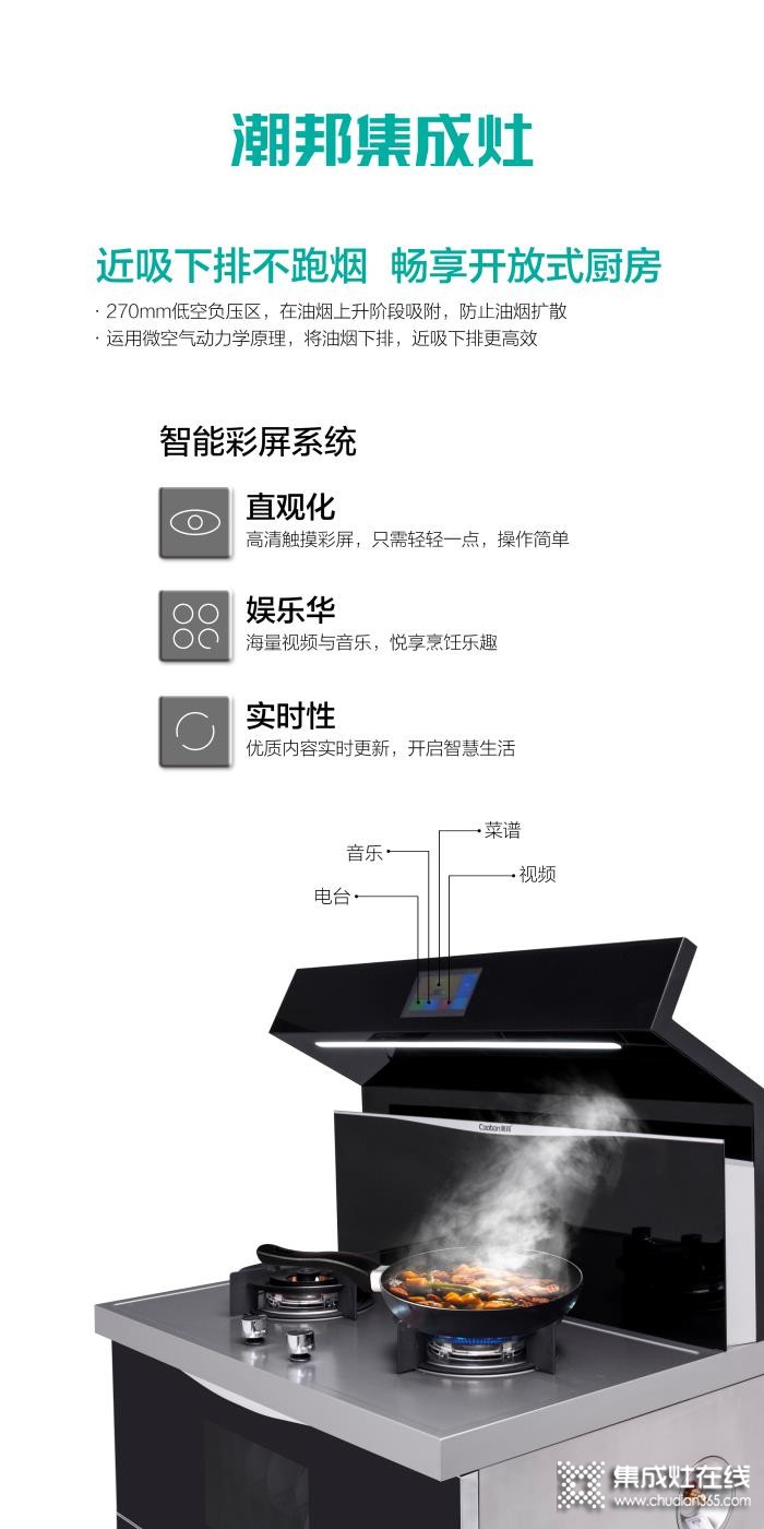 潮邦集成灶，讓你體驗(yàn)到“樂(lè)享Easy廚房”帶來(lái)的輕松，開(kāi)啟智慧廚房時(shí)代